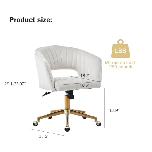 Ergonomic Velvet Office Desk Chair - Height Adjustable Swivel Chair
