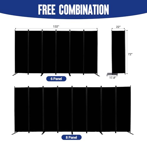 6-Panel Folding Privacy Screen, 11ft x 6ft Room Divider Partition