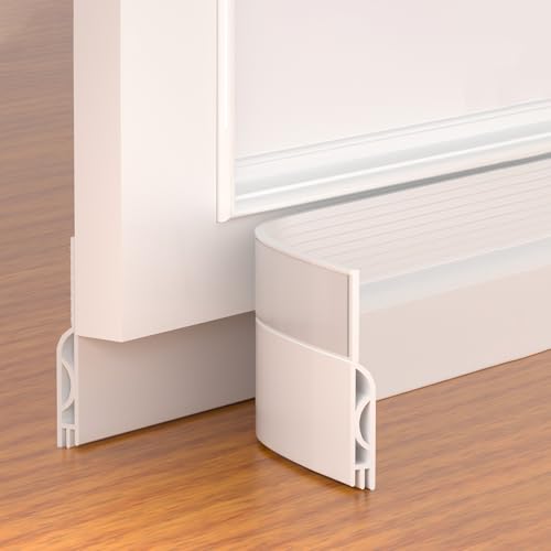 Adjustable Silicone Door Draft Stopper & Bottom Seal Strip, 39 Inch, White