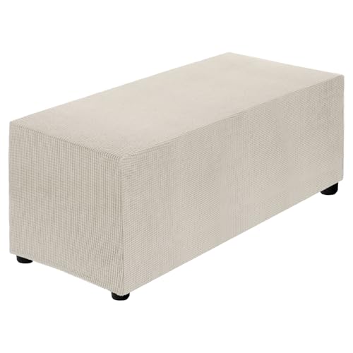 Stretch Ottoman Cover for Rectangular Square Ottomans - Beige, X-Large