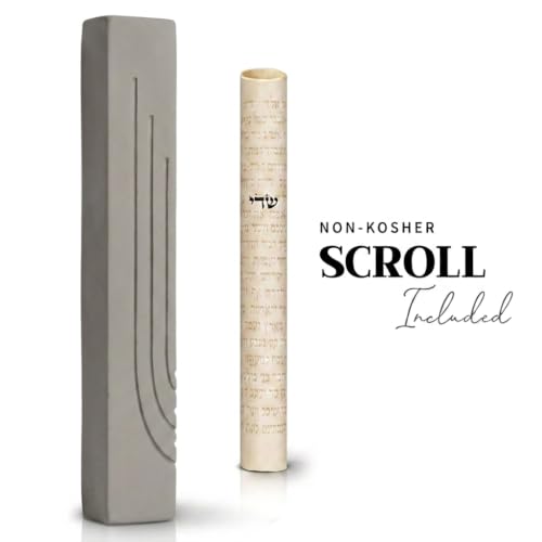 Modern Concrete Mezuzah Case - 4 Inch Gray with Self-Adhesive Backing
