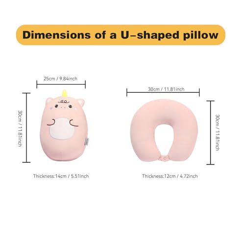 2-in-1 Convertible Kids Travel Neck Pillow - Soft Unicorn Plush Pillow