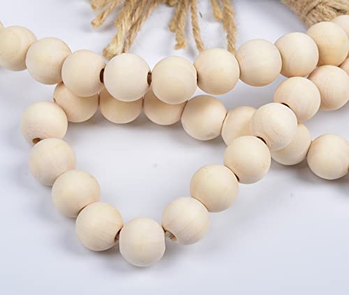 60-Inch Wood Bead Garland with Tassels - Rustic Boho Farmhouse Decor