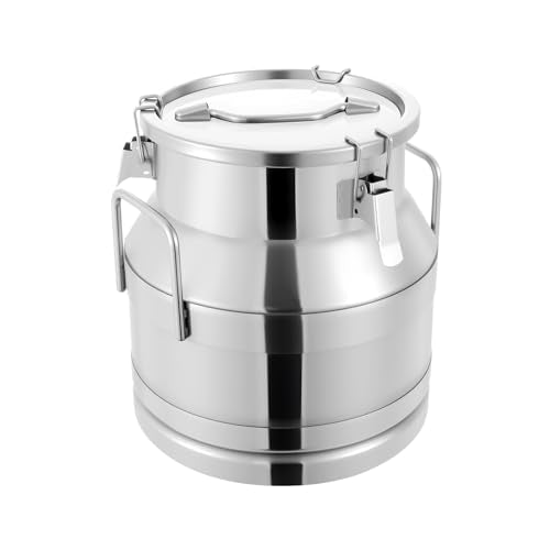 20L Stainless Steel Milk Can with Lid & Handle - Heavy Duty, Leakproof, Food-Grade