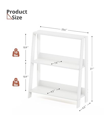 3-Tier Ladder Bookshelf, Small Freestanding Storage Shelf for Home Office