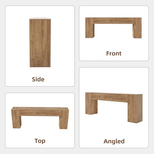 86-Inch Extra Long Console Table, Natural Oak Farmhouse Sofa Table