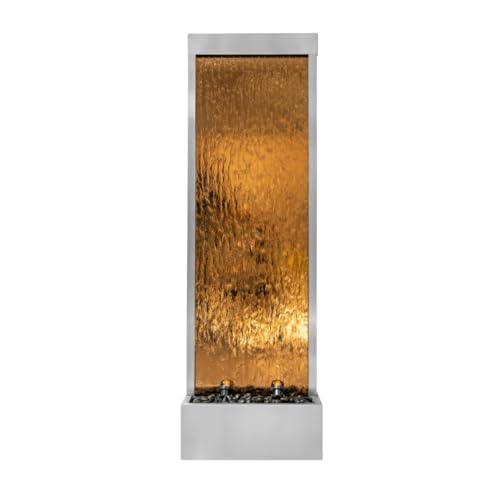 68-Inch Tall Freestanding Waterfall Fountain with LED Lights, Indoor/Outdoor