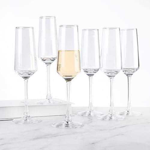 8 Pack Champagne Glasses Set - 7.5 oz Modern Sparkling Wine Flutes, CZUMJJ