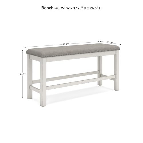 49-Inch Farmhouse Counter Height Dining Bench with Upholstered Seat