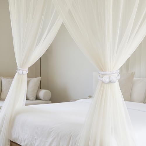 6 Pack Magnetic Curtain Tiebacks, 18.9" White Pearl Drapery Holdbacks
