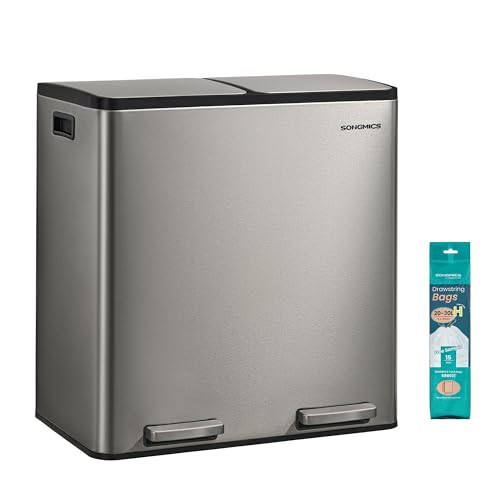 Double Compartment Stainless Steel Trash Can 2 x 8 Gallon
