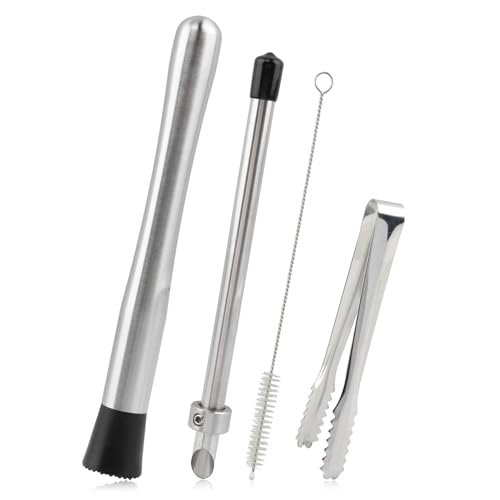 Frandilo 1Set Lemonade Stand Kit with Straw Hole Puncher, Stainless Steel Muddler & Beverage Tools