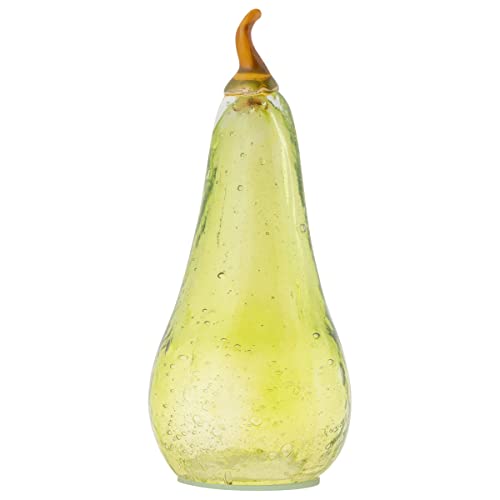 Large Mouth-Blown Green Glass Pear Decorative Sculpture
