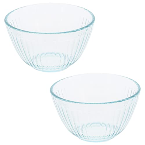 Pyrex 7401 3-Cup Sculpted Glass Mixing Bowls (2-Pack) - Made in USA