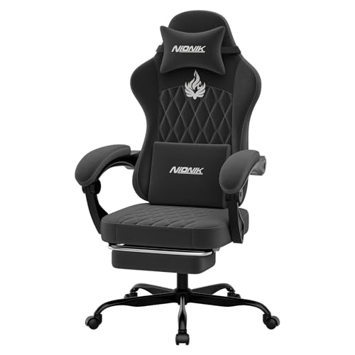 Ergonomic Gaming Chair with Lumbar Massage and Adjustable Recline
