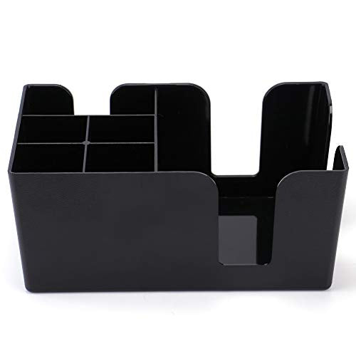 Tebery Black Plastic Bar Caddy 3 Pack with 6 Compartments - Refillable Organizer for Napkins, Straws, Utensils, Model Black-3