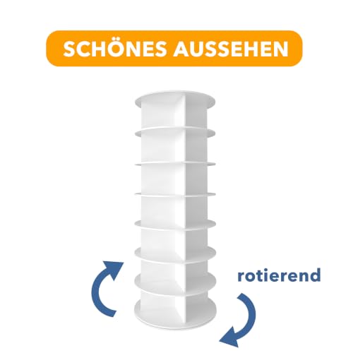 7-Tier Rotating Shoe Rack Tower Spinning Round Carousel Organizer White