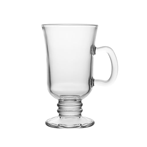 Restaurantware 24-Pack Clear Irish Coffee Mug with Ornate Stem 8.5oz Chip-Resistant Beverageware