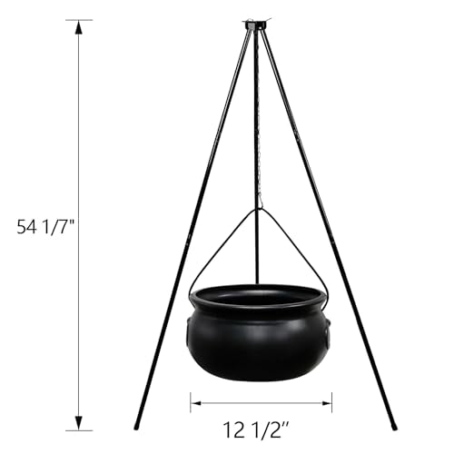 Large Halloween Witches Cauldron with Green Lights on 54" Tripod