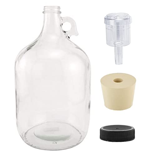1 Gallon Glass Fermenting Jug with Air Lock and Rubber Stopper
