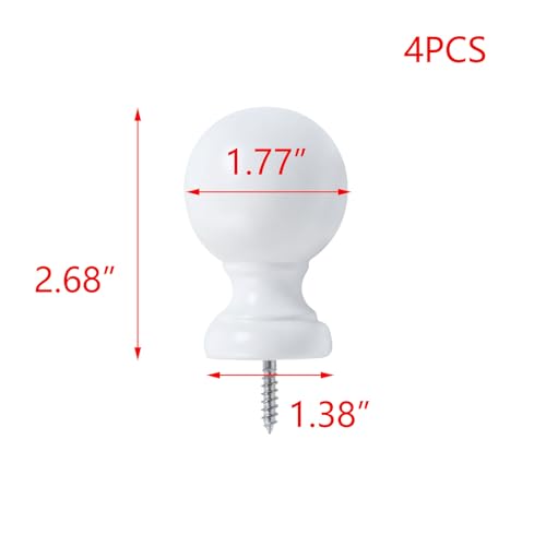 Wooden Curtain Rod Finials, 0.94-inch Inner Diameter Decorative Caps (4 Pack)