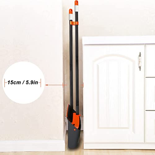 Upright Broom and Dustpan Set with 52-Inch Long Handle & Comb Teeth