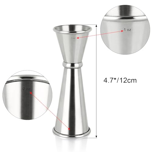 Stainless Steel Double Jigger Set for Cocktails - 1oz & 2oz Bartending Tools
