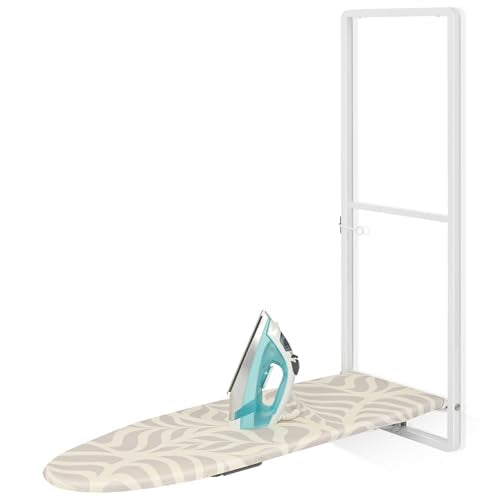 Over-the-Door Ironing Board with Iron Storage, 36 x 12 Inch Foldable Board