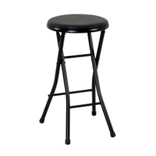 24-Inch Vinyl Padded Folding Stool - Black Portable Counter Stool