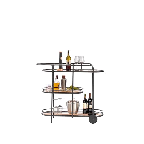 Sauder Coral Cape Bar Cart Metal/Glass, Black Finish
