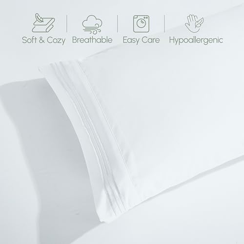 Elegant Comfort 4-Piece King Sheet Set - Deep Pocket Microfiber Bedding, White