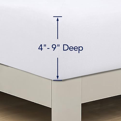 Stretchy Queen Box Spring Cover - Elastic Fitted 4-Side Wrap, White