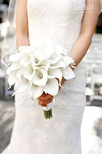 Real Touch White Artificial Calla Lily Flowers - 12 Pcs Wedding Bouquet