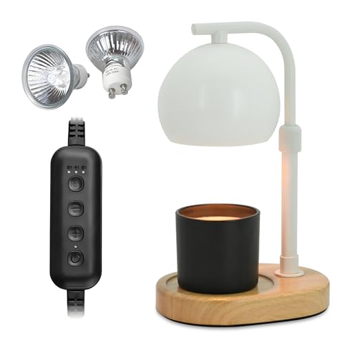 Dimmable Candle Warmer Lamp with Timer for Jar Candles - White