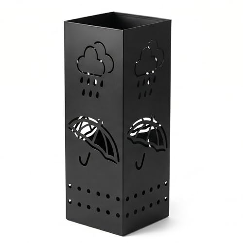 Square Metal Umbrella Stand for Entryway - Rustproof Storage Holder, 17-inch
