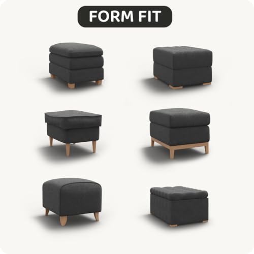 Stretch Ottoman Slipcover - Bi-Elastic Foot Stool Cover - Dark Grey