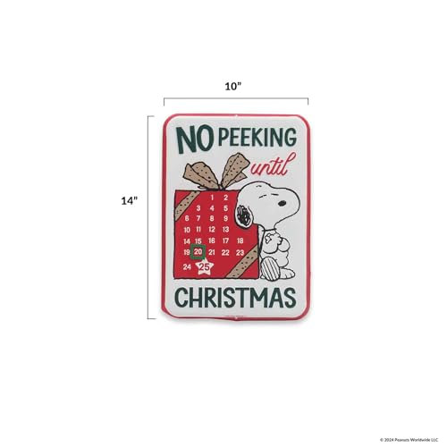 Red Peanuts Snoopy Christmas Countdown Calendar - Embossed Metal Holiday Decor