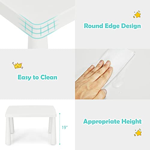 3-Piece Kids Table and Chair Set - Plastic Activity Desk for Toddlers