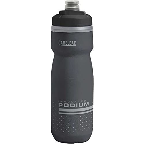 Insulated Bike Water Bottle 21oz Black with Self-Sealing Cap
