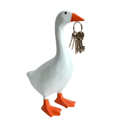 7-Inch Magnetic Goose Key Holder Statue for Desk and Home Decor