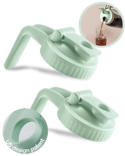 Wide Mouth Mason Jar Pour Spout Lids with Handle, 2 Pack - Airtight Leak-Proof