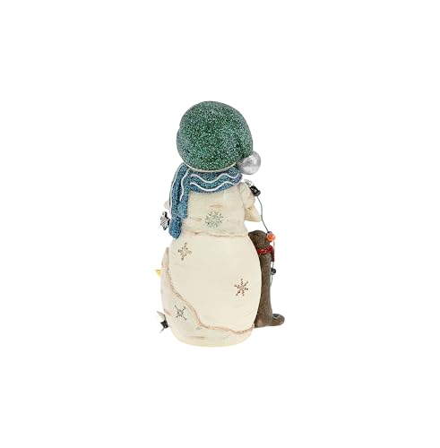 Snuggly & Bright Snowman Figurine with Otters & Bunny - 5in Hand Painted Resin