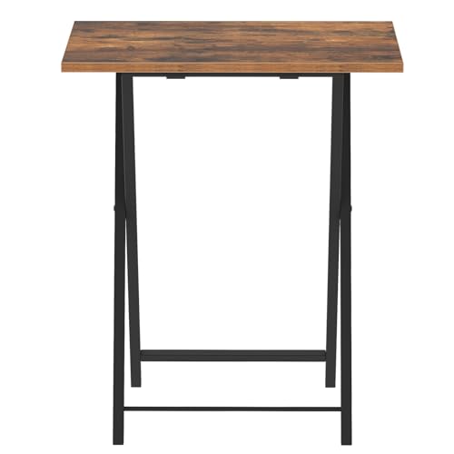 Folding TV Tray Tables Set of 2 - Industrial Side Table for Small Spaces