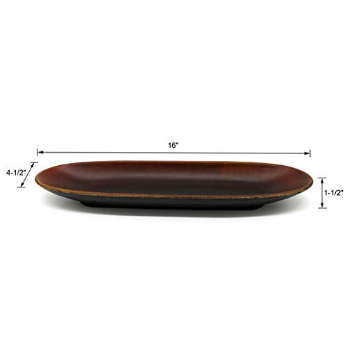 Rustic Oval Wooden Decorative Plate 16-Inch Antique Finish Candle Tray
