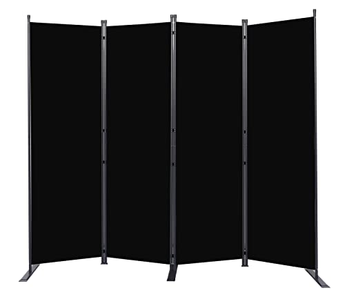 4-Panel Folding Room Divider Screen - 6ft Tall Fabric Privacy Partition