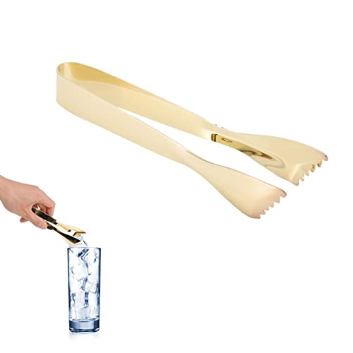 Gold Stainless Steel Ice Tongs for Serving Food & Barware