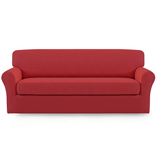 Easy-Going 2-Piece Oversized Couch Sofa Slipcover XL Red Washable Furniture Protector