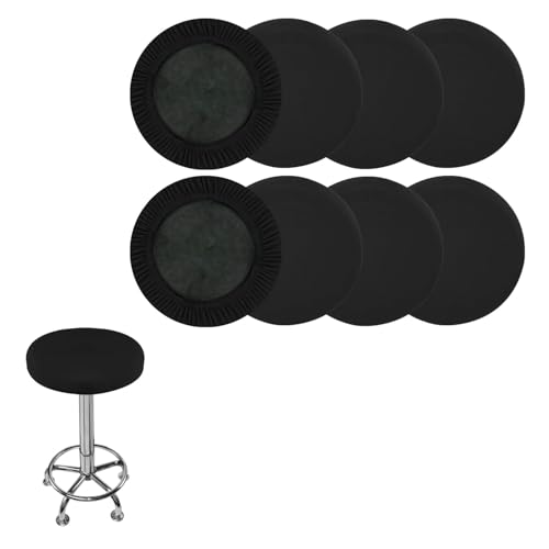 8 Pack Black Round Stool Covers - Stretchy Elastic Slipcovers for 16-20" Stools