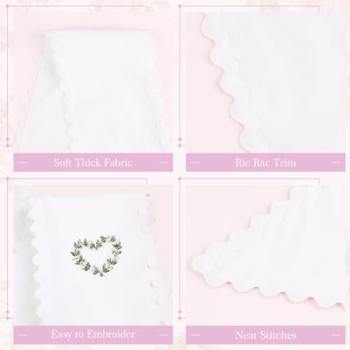 White Cotton Wreath Sash with Ric Rac Trim for Front Door Decor