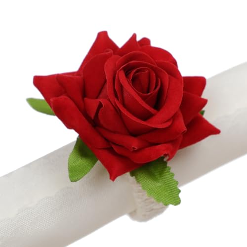 48Pcs Red Rose Napkin Rings Set of 48 for Wedding Christmas – LXKBD